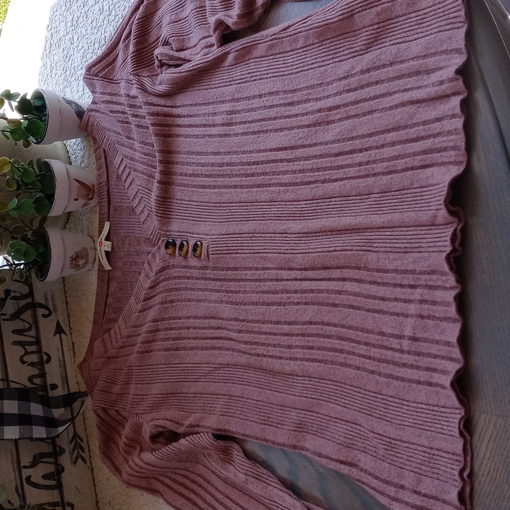 WISHFUL PARK LIGHT PINK THIN LONG SLEEVE SWEATER